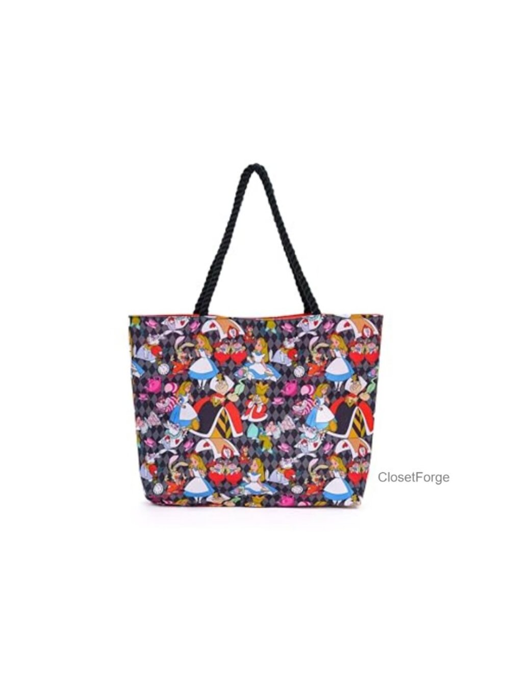 Disney Alice in Wonderland Polyester Canvas Tote Bag with Hook-and-Loop Closure